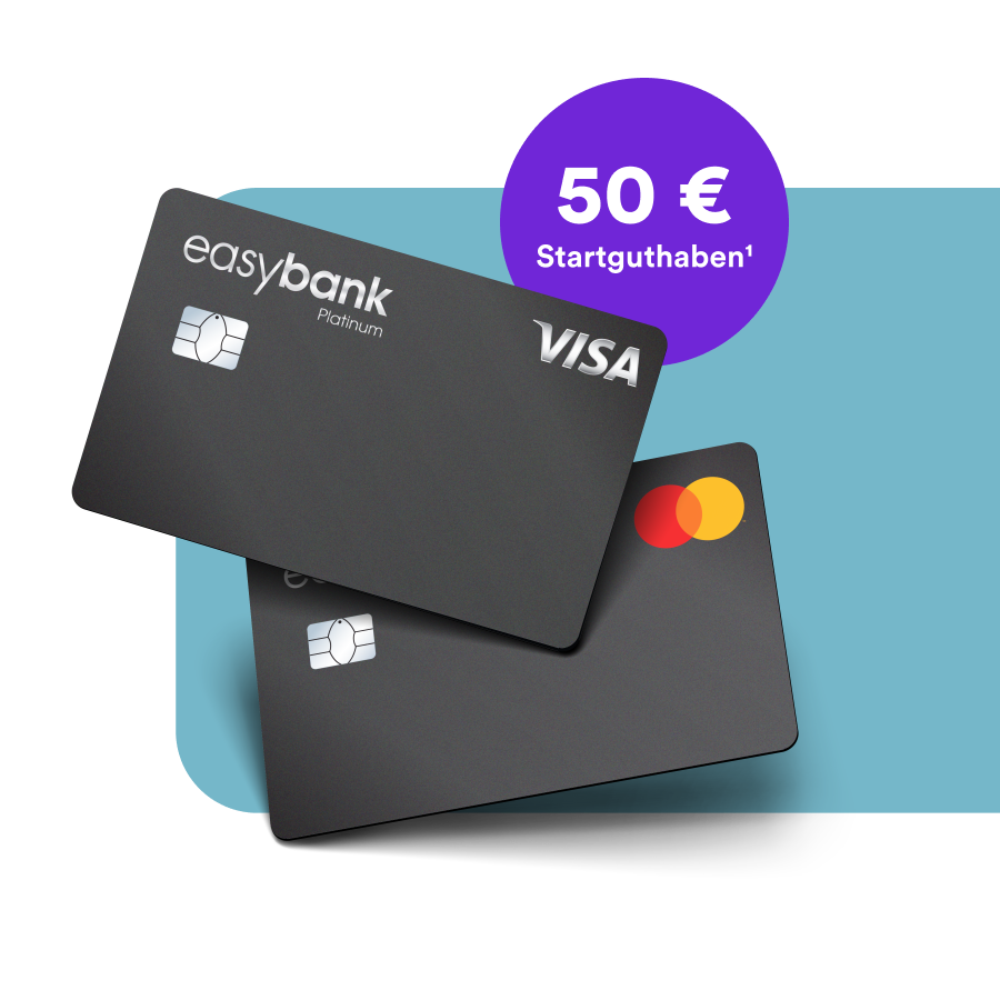 Kreditkarte Platinum in schwarz mit easybank Logo