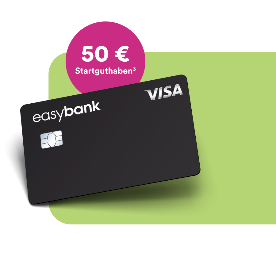 kostenlose Kreditkarte in Schwarz mit easybank Logo